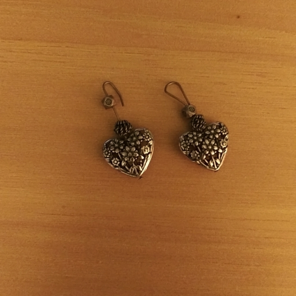 Copper filigree heart earrings